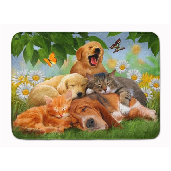 Carolines Treasures Golden Retriever, Labrador Sleepy Heads Machine Washable Memory Foam Mat PTW2049RUG - main
